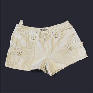 Y2K AEROPOSTALE cargo shorts mini shorts 29/30” waist cream low rise shorts